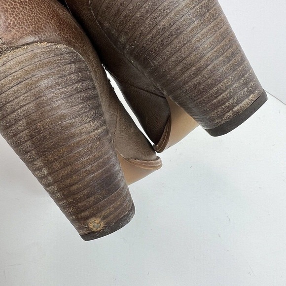 Dolce Vita Women's Taupe Gray Brown Heeled Leather Ankle Boots Booties 7 Stacked - Picture 14 of 14